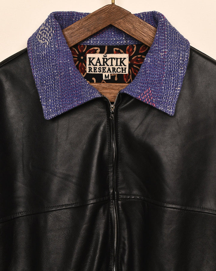 KANTHA LEATHER BOMBER
